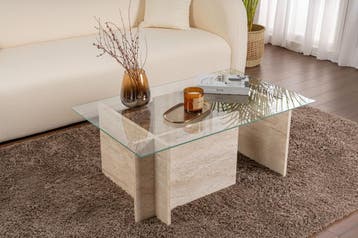 Asir 353NRD1102 Salontafel Travertij van €129 voor €99 NIEUW, Huis en Inrichting, Tafels | Salontafels, 50 tot 100 cm, Nieuw, 5 – 50