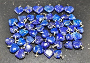 Lapis Lazuli-edelsteen Hartvormige hangers - Hoogte: 36 mm -