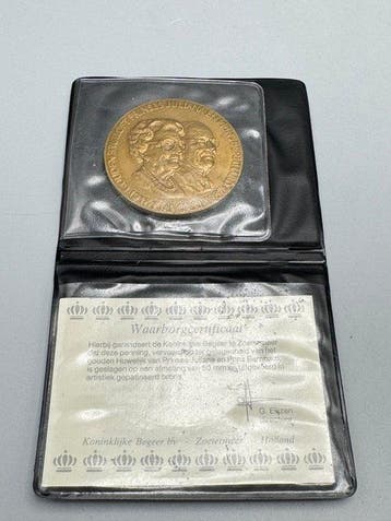Nederland - Bronzen herdenkingspenning – gouden huwelijk, Postzegels en Munten, Munten | Nederland