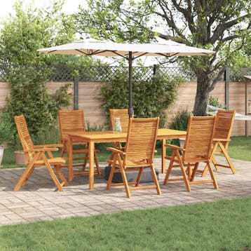 vidaXL Tuin eettafelset 7 st Bruin Massief Acaciahout, Verzenden, Nieuw, 7 zitplaatsen