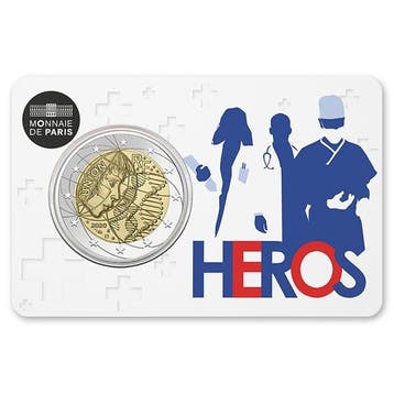 Frankrijk 2 Euro Medisch Onderzoek 2020 Coincard Helden, Postzegels en Munten, Munten | Europa | Euromunten, Verzenden