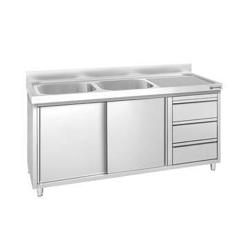 GGM Gastro | Spoelkast PREMIUM - RVS - 1600x600mm - met 3 |, Verzenden, Nieuw in verpakking, RVS Meubilair