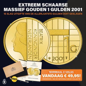 Laatste Gulden uit 2001 in 24K Goud € 69,95 – 50,- korting-, Goud, Nederland