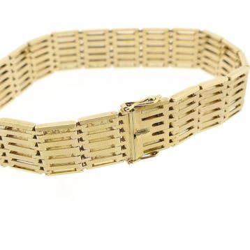 Gouden armband met fantasieschakel; 14 karaat; 19,5 cm, Sieraden, Tassen en Uiterlijk, Ophalen of Verzenden, Gebruikt, Goud, Goud