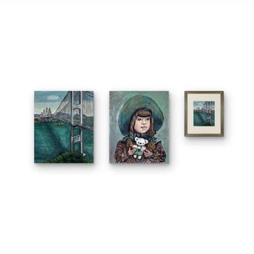 Double-sided Watercolour: Kurushima Kaikyo Bridge () -, Antiek en Kunst