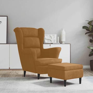 vidaXL Fauteuil met voetenbank fluweel bruin, Verzenden, Nieuw