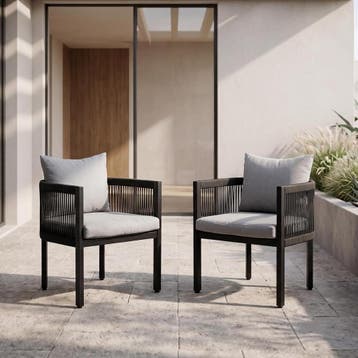 Tuinstoelen - Weerbestendig - Met armleuning - Set van 2 - G, Verzenden, Zo goed als nieuw