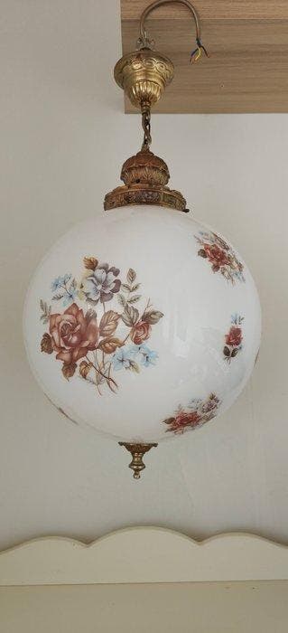 Plafondlamp - Opaline glas - Belgische bollamp 32 cm