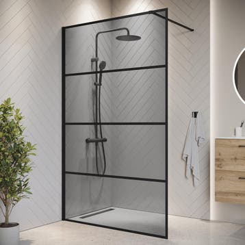 Douchewand Essos 140 x 200 cm Zwart – Inloopdouche 8 mm, Verzenden, Nieuw, Douche
