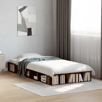 vidaXL Bedframe met opslag Gerookt eiken 80 x 200 cm Bewerkt, Verzenden, Nieuw, Bruin, Hout