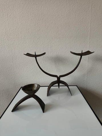 Handwerk kandelaar - Kandelaber (2) - Smeedijzer - Brutalist
