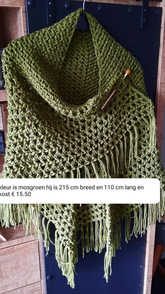 omslagdoeken/sjaals warme grote zelf gehaakt 12.50 p stuk, Hobby en Vrije tijd, Breien en Haken, Haken, Naald, Nieuw, Ophalen of Verzenden