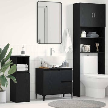 Dressoir Zwart Eiken | Bewerkt hout | Laatste Stuk!, (Half)hoge kast, Gebruikt, Minder dan 100 cm, 25 tot 50 cm