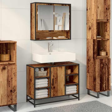 vidaXL Badkamermeubelset 2 st Oud Hout Bewerkt hout, Verzenden, Nieuw, Overige typen