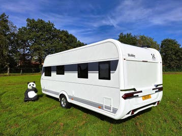 Hobby 560 WFU Prestige MOVER + AIRCO + LUIFEL + TV + LITHIUM, Omvormbare zithoek, Rondzit, Hobby, Fietsenrek
