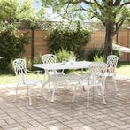 vidaXL Tuin eettafelset 5 pcs Wit Aluminium, Verzenden, Nieuw, Aluminium