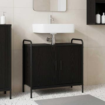 vidaXL Badkamerkast Zwart eiken 65,5 x 34 x 61 cm Bewerkt, Huis en Inrichting, Verzenden, Nieuw