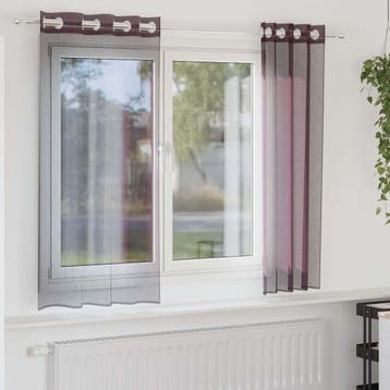 vidaXL Gordijnen Voile met doorvoertules 2 st 140x175 cm, Verzenden, Nieuw, Paars