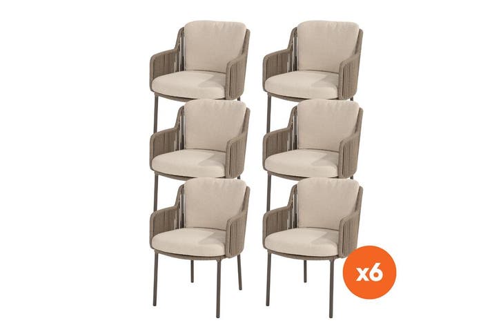 Set van 6 - 4SO Bernini dining tuinstoel in terre, Tuin en Terras, Tuinsets en Loungesets, Nieuw, Overige materialen, Verzenden