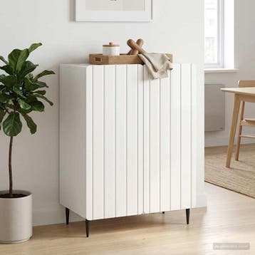 vidaXL Dressoir Hoogglans Wit 66 x 34,5 x 92 cm Bewerkt hout, Verzenden, Nieuw, Overige houtsoorten, Minder dan 50 cm