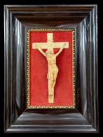 sculptuur, Cristo crocifisso - 18 cm - Kalksteen - 19e eeuw., Antiek en Kunst