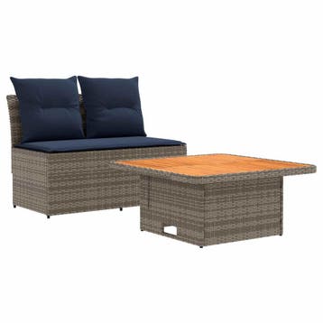 vidaXL 2 Stuk Tuin middelste sofa met uitschuiftafel poly, Verzenden, Nieuw, Rotan, 2 zitplaatsen