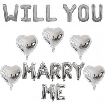 Ballonnen set Will You Marry Me goud met 5 grote harten, Verzenden, Nieuw, Versiering, Valentijn of Romantisch