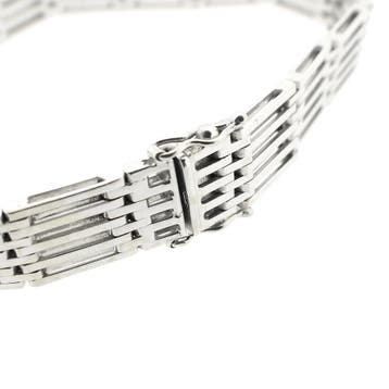Witgouden tankschakel armband (Schakelarmband), Ophalen of Verzenden, Gebruikt, Goud, Goud