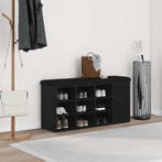 vidaXL Opslagbank met plank Zwart Eiken 102 x 32 x 50 cm, Huis en Inrichting, Banken | Voetenbanken en Poefen, Verzenden, Nieuw