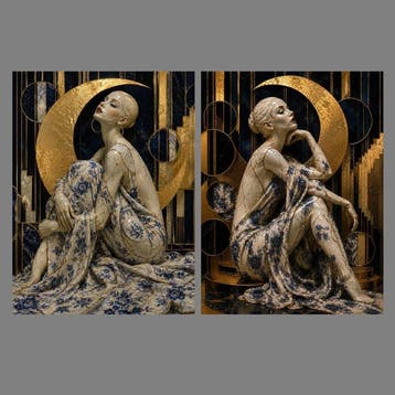 Yamila - XL - Diosa Celeste en Oro, Antiek en Kunst