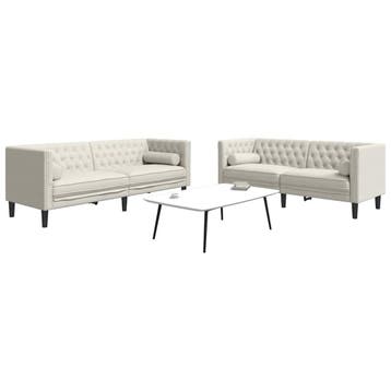 vidaXL 2-delige Loungeset Chesterfield met bolsters fluweel, Verzenden, Nieuw, Vierpersoons of meer, Stof