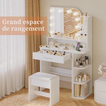Moderne Kaptafel met LED Spiegel, Ruime Opbergruimte en Geïn, Verzenden, Nieuw