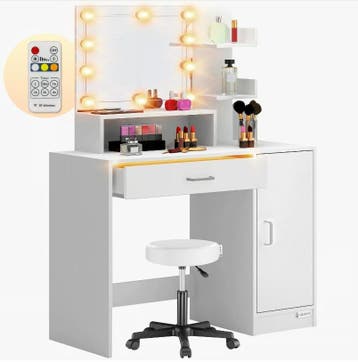 Kaptafel Jocelyn Wit 140x90x40cm LED + rolkrukje (Interieur), Verzenden, Nieuw