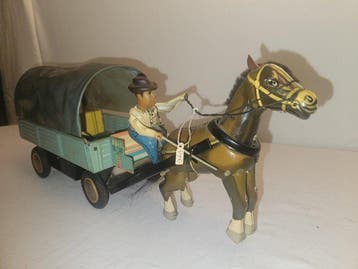 mf - Speelgoed Paard en wagen - 1950-1960 - China