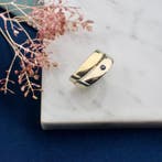 Bicolor gouden ring met zwarte moissanite, Gebruikt, Overige kleuren, Ophalen of Verzenden, 17 tot 18