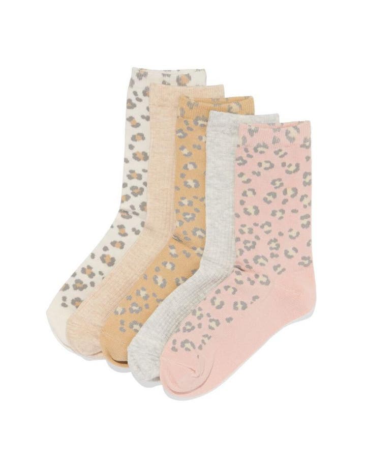 HEMA Damessokken panter - 5 paar beige, Kleding | Dames, Sokken en Kousen, Nieuw, Verzenden