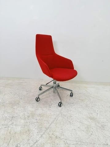 Arper Aston design bureaustoel rood stof chroom gebruikt, Vergader- of Presentatieruimte, Ophalen of Verzenden, Gebruikt, Stoel