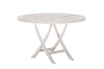 tuintafel-woody-rond-4-personen-whitewash-teak-120cm-the-out, Tuin en Terras, Verzenden, Nieuw