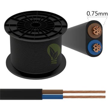 H05VV-F Installatiekabel | 2 x 0,75mm aders | zwart, Ophalen of Verzenden, Nieuw, Kabel of Snoer