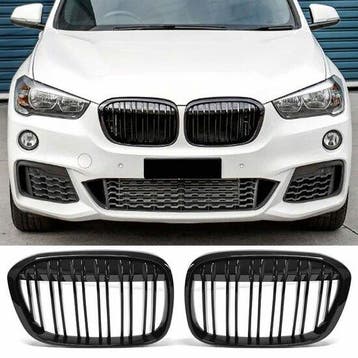 Dubbelspijls grillen glanzend zwart passend voor BMW X1 F..., Auto-onderdelen, Verzenden, Nieuw