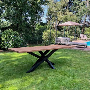 Rechthoekige tuintafel met stalen twistpoot -  240 cm, Tuin en Terras, Ophalen of Verzenden, Nieuw