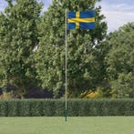 vidaXL Vlag met vlaggenmast Zweden 6,08 m aluminium, Diversen, Verzenden, Nieuw