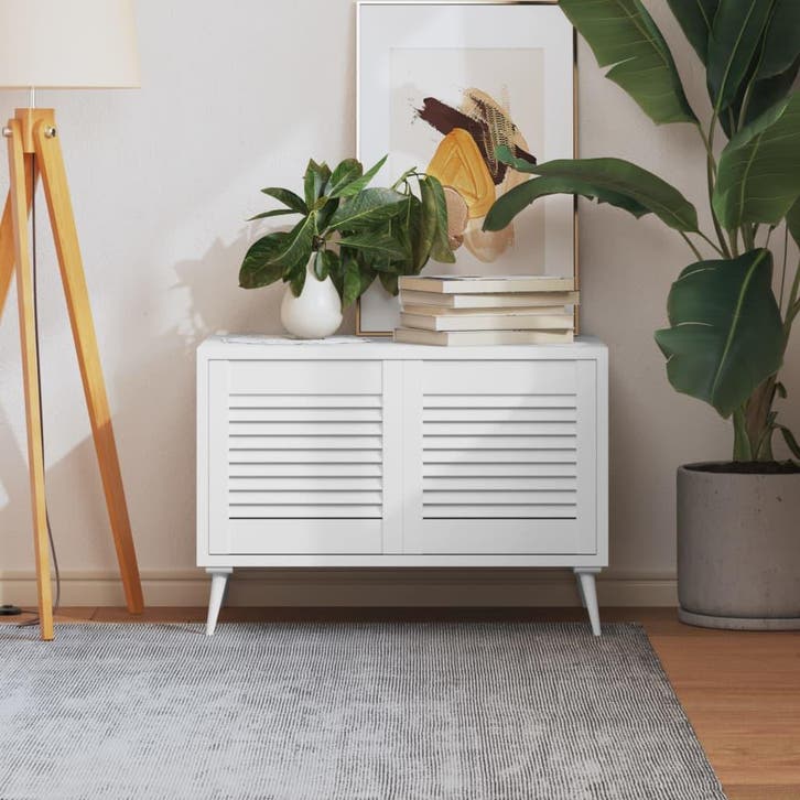 vidaXL Kastdeuren met lamellen 2 st 39,5x39,4 cm grenenhout, Huis en Inrichting, Kasten | Overige, Nieuw, Verzenden