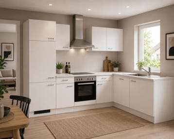Design hoek keuken met apparatuur, Kevin, wit, Nieuw