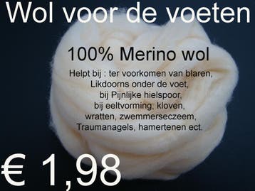 MERINO VOETWOL HEILWOL WOL voor de voeten voor blaren €1,98, Ophalen of Verzenden, Nieuw