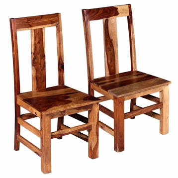 vidaXL Eetkamerstoelen 2 st massief acaciahout, Huis en Inrichting, Stoelen, Verzenden, Nieuw, Bruin