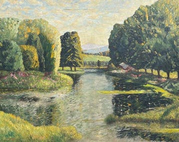 Herbert H. Newton (1881-1959) - Paesaggio fluviale - cm