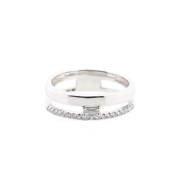 Witgouden ring met diamant; 0,25 ct.; 14 karaat; ringmaat..., Gebruikt, Ophalen of Verzenden, Kleiner dan 17, Met edelsteen