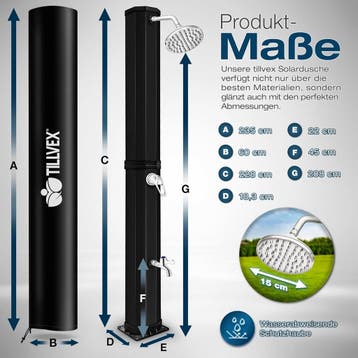 Buitendouche - Tuindouche - Zonneenergie - 60L - Zwart - Til, Verzenden, Zo goed als nieuw