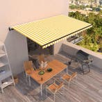vidaXL Luifel automatisch uittrekbaar 500x300 cm geel en wit, Tuin en Terras, Zonneschermen, Verzenden, Nieuw